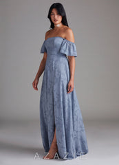 Azazie Sue Dusty Blue A-Line Off the Shoulder Floral Burnout Convertible Dress dusty_blue