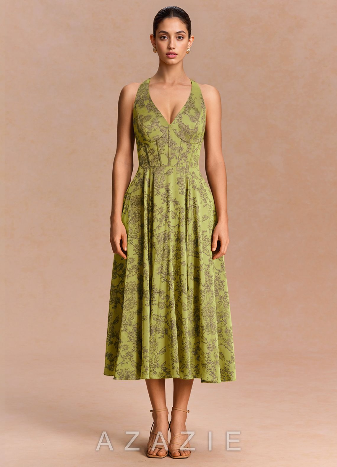 Sonia {color} Midi Dress  sp_moss_brown_#mb134752
