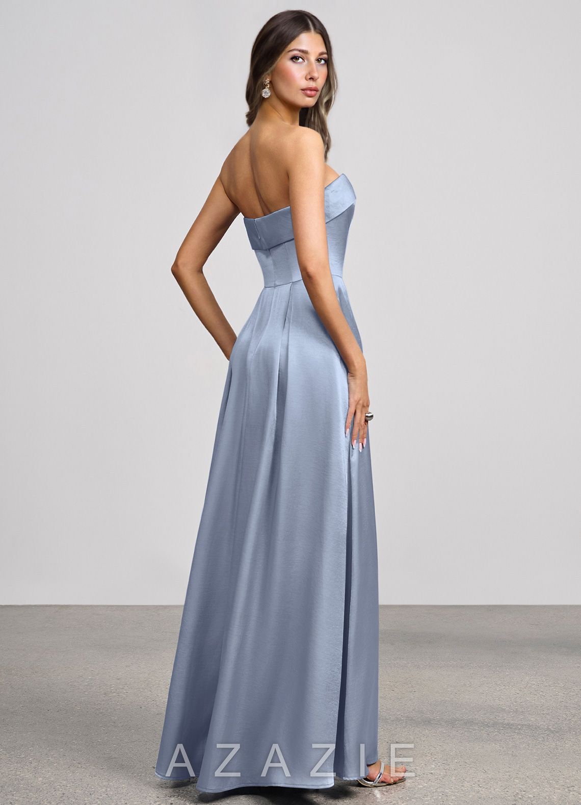 Isolde {color} Luminous Satin Maxi Dress  dusty_blue