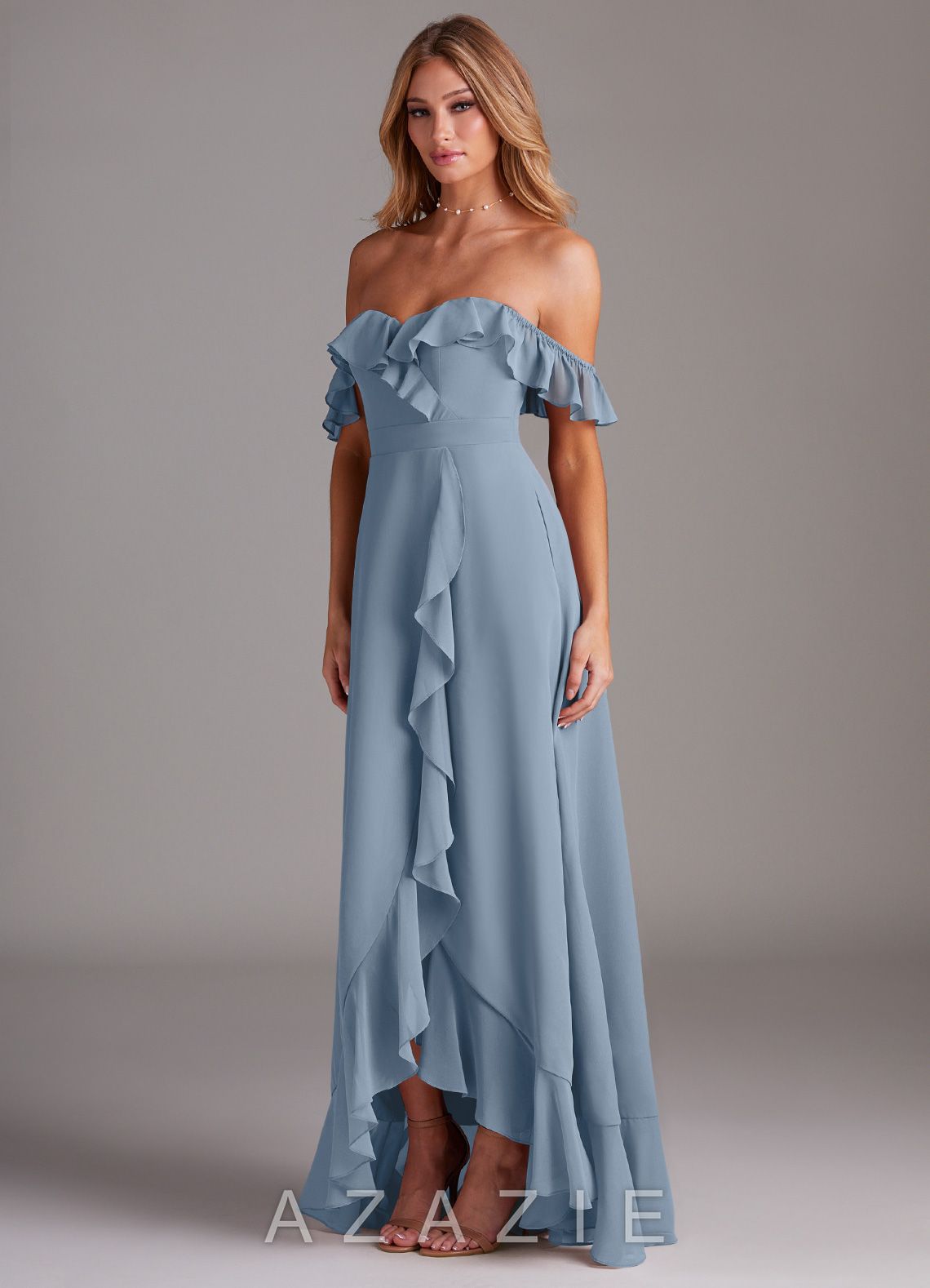 Azazie Lyra Dusty Blue A-Line Chiffon Convertible Dress dusty_blue
