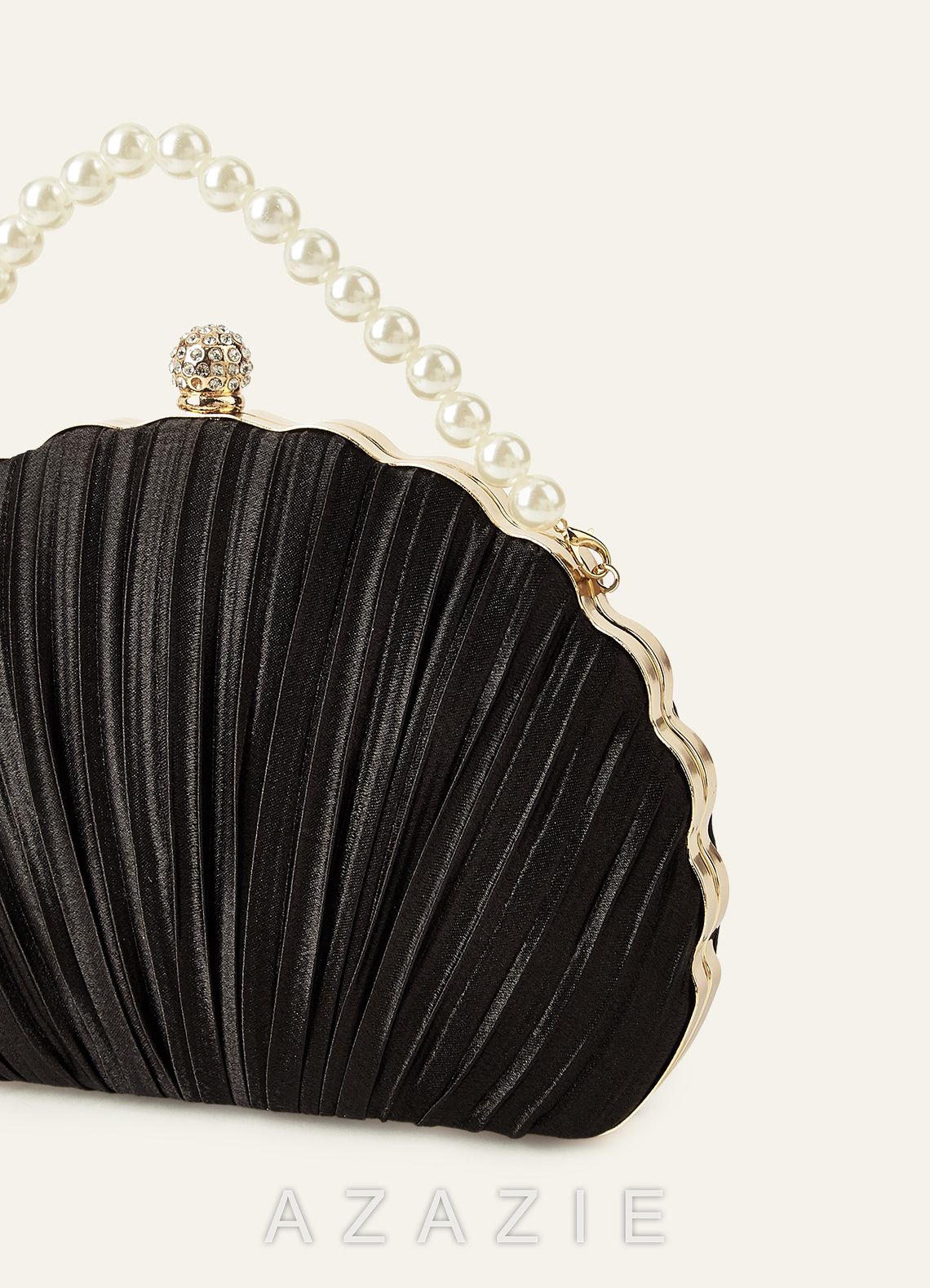 Shell-Shape Pleated Evening Clutch