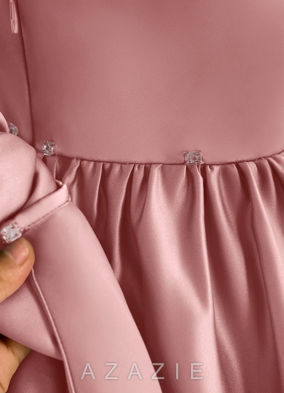 Azazie Charley Dusty Rose A-Line Pleated Matte Satin Dress dusty_rose
