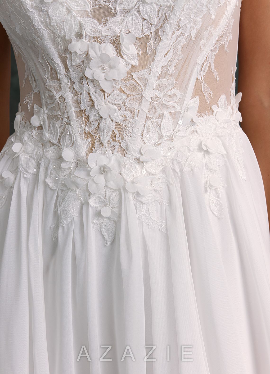 Azazie Laurelle Diamond White A-Line Chiffon Dress diamond_white