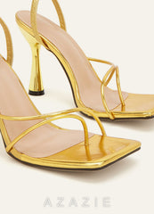 Metallic Strappy Stiletto Heels  gold