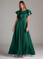Azazie Daphne A-Line Ruched Stretch Satin Floor-Length Dress