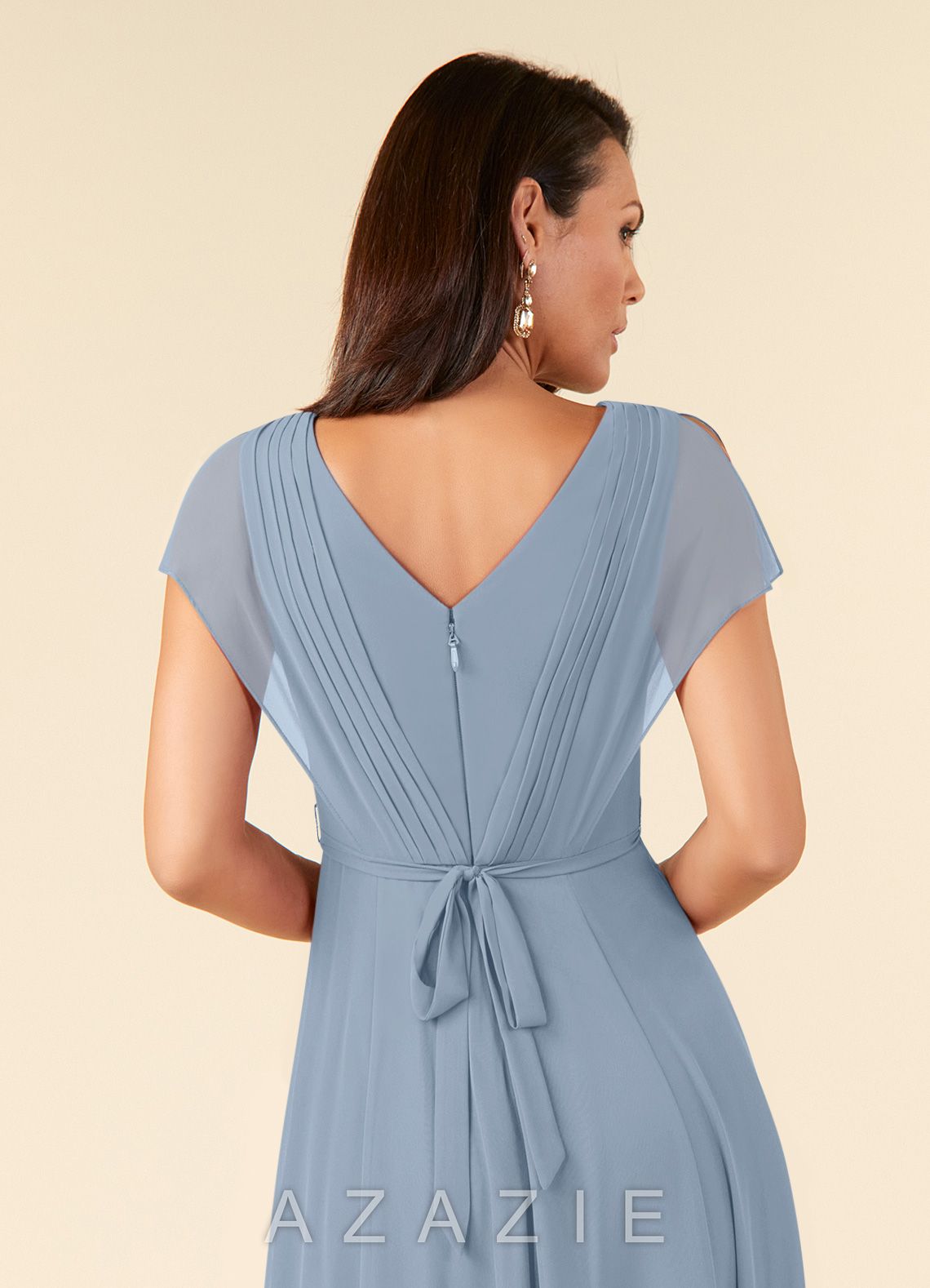 Azazie Palana Dusty Blue A-Line Lace Chiffon Dress dusty_blue