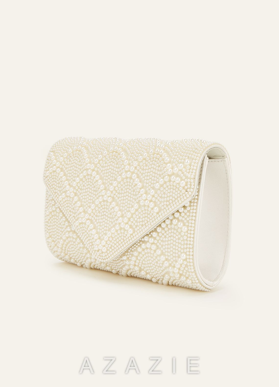 Scalloped Pearl Embellished Envelope Clutch