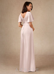 Azazie Emmeline Blushing Pink A-Line Pleated Stretch Satin Dress blushing_pink