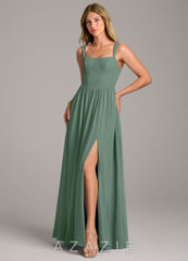 Azazie Rosaline Eucalyptus A-Line Side Slit Chiffon Dress eucalyptus