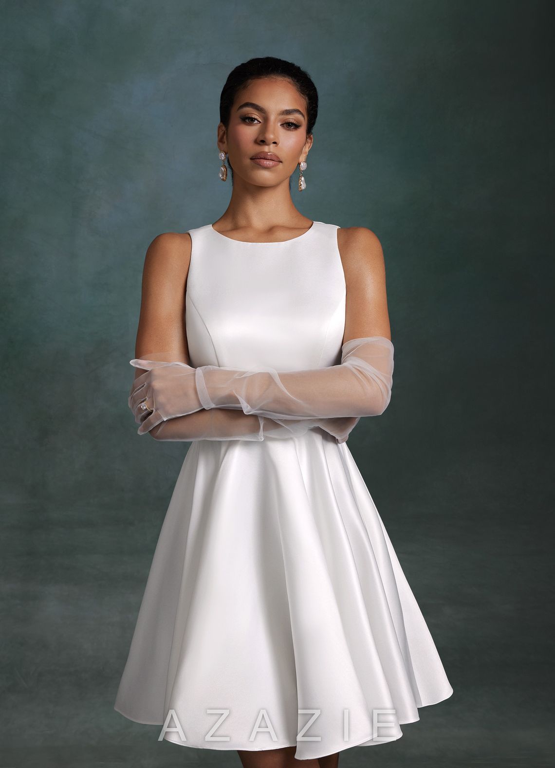Azazie Alanna Diamond White A-Line Satin Dress diamond_white