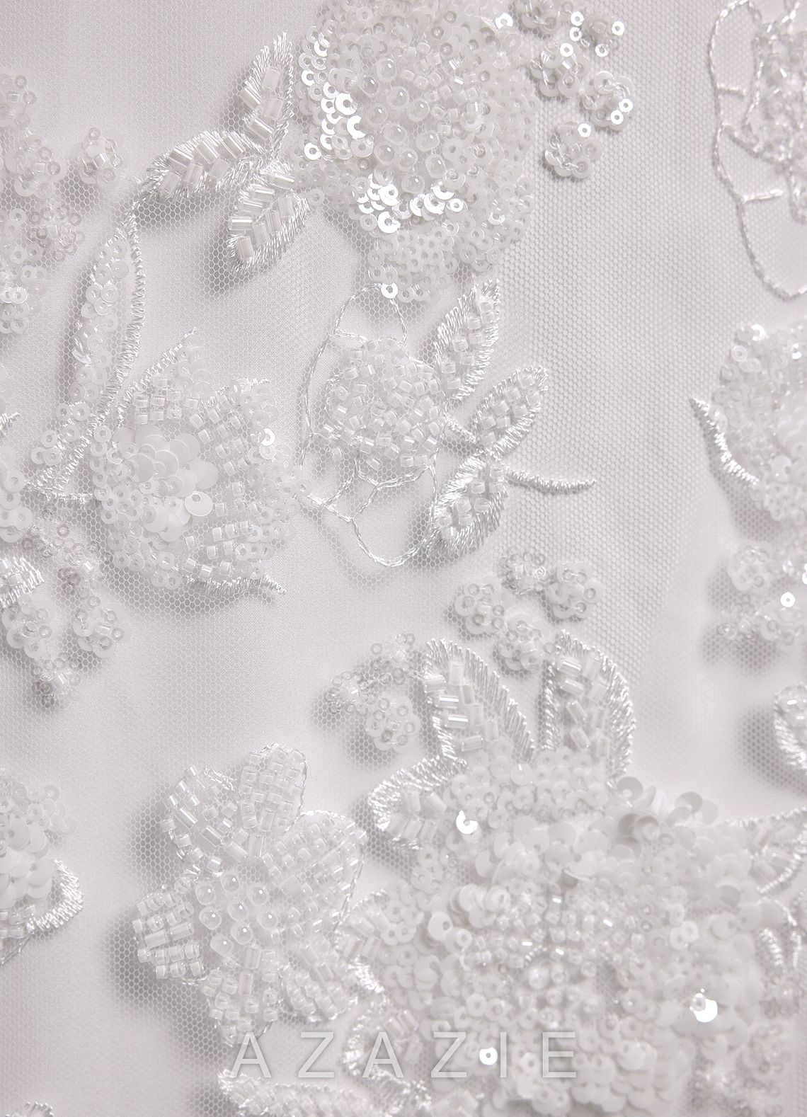 Azazie Frankie Diamond White Fit and Flare Strapless Embroidered Sequin Dress