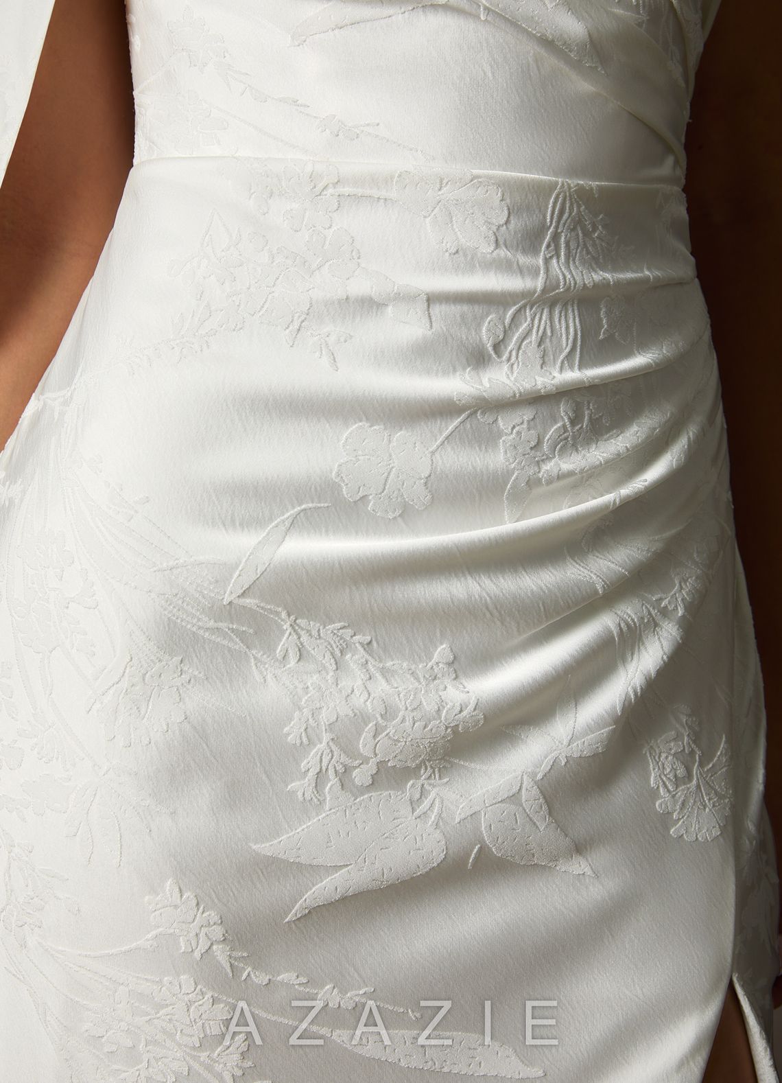Azazie Misty Diamond White Sheath One Shoulder Floral Jacquard Dress diamond_white