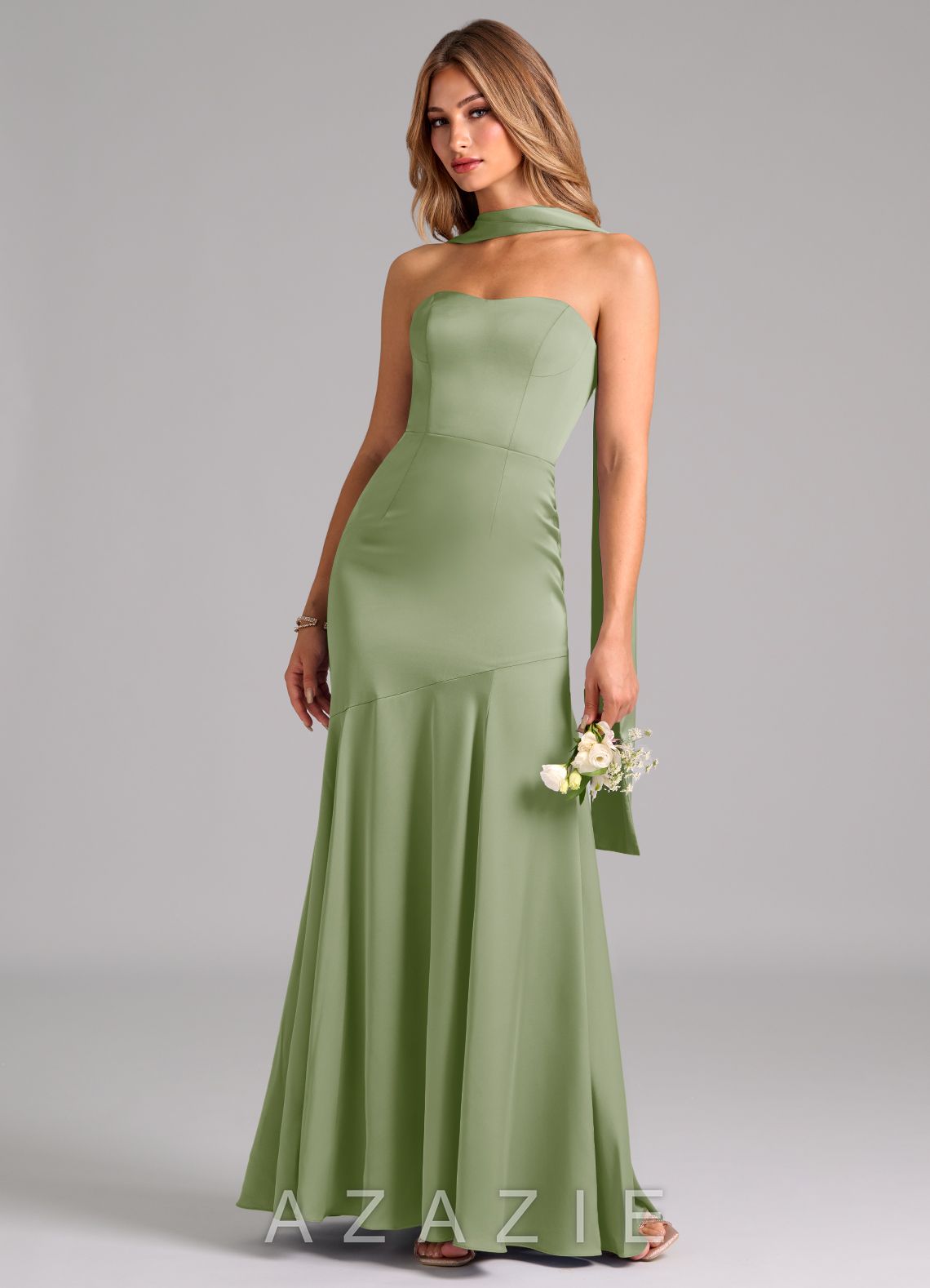 Azazie Shiloh Dusty Sage Mermaid Strapless Stretch Satin Convertible Dress dusty_sage