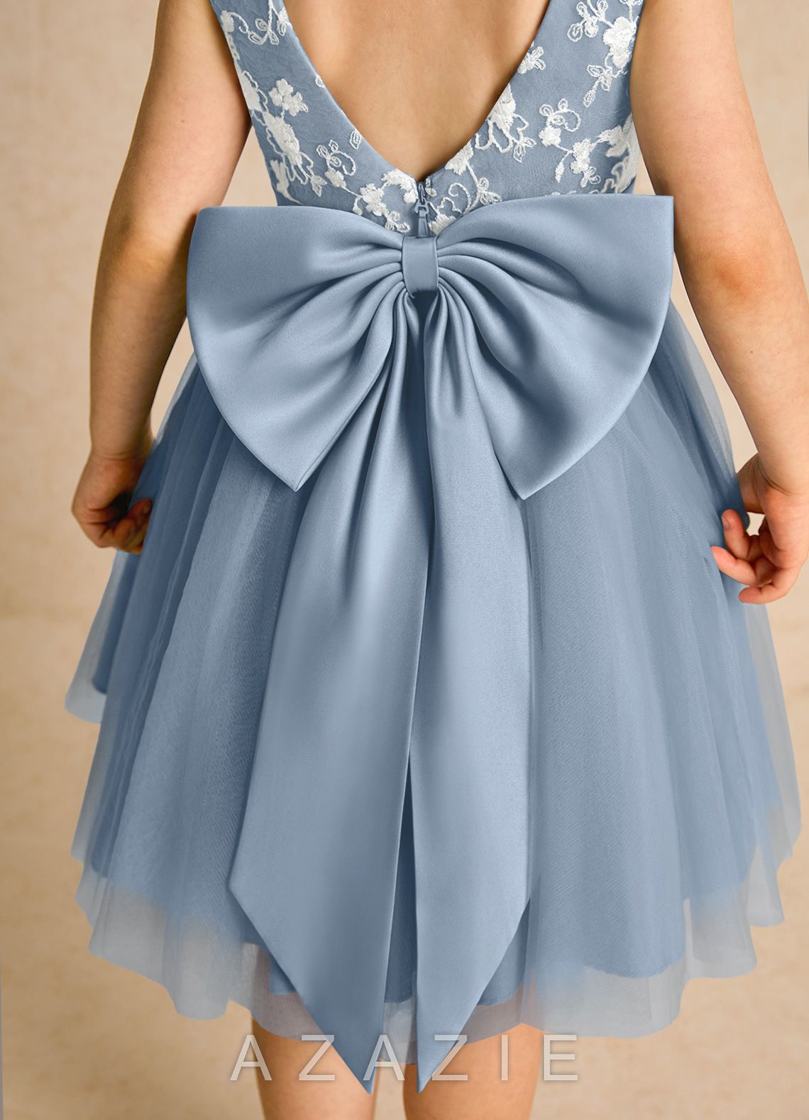 Azazie Butterfly Dusty Blue A-Line Lace Dress dusty_blue