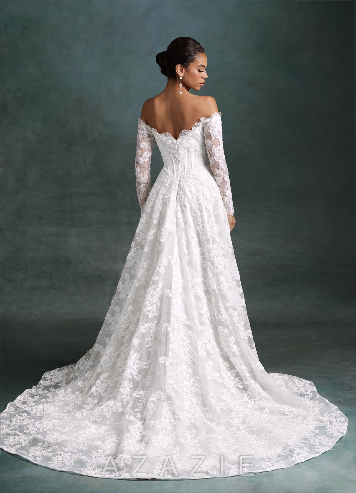Azazie Skylar Diamond White A-Line Sweetheart Neckline Lace Dress diamond_white