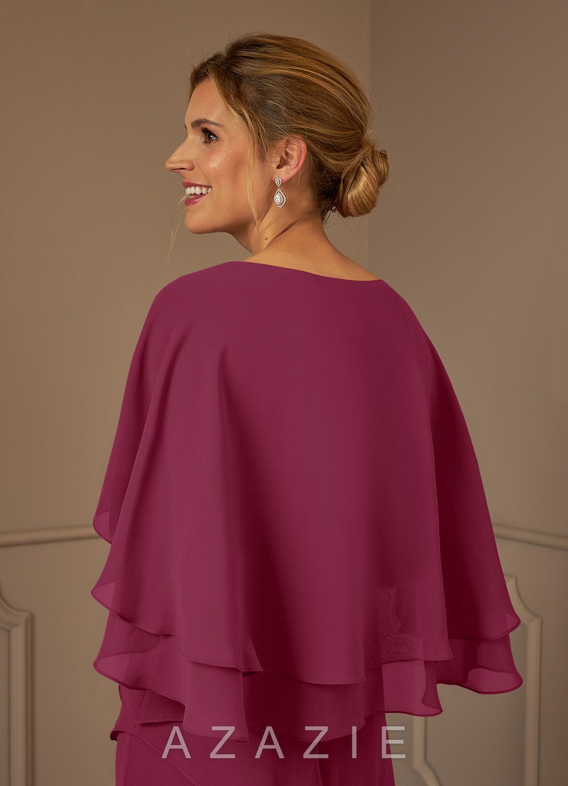 Azazie OHara Mulberry A-Line V-Neck Chiffon Dress mulberry
