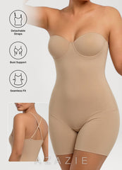 Cooling Strapless Underwire Molded Cup Bodysuit Shaper