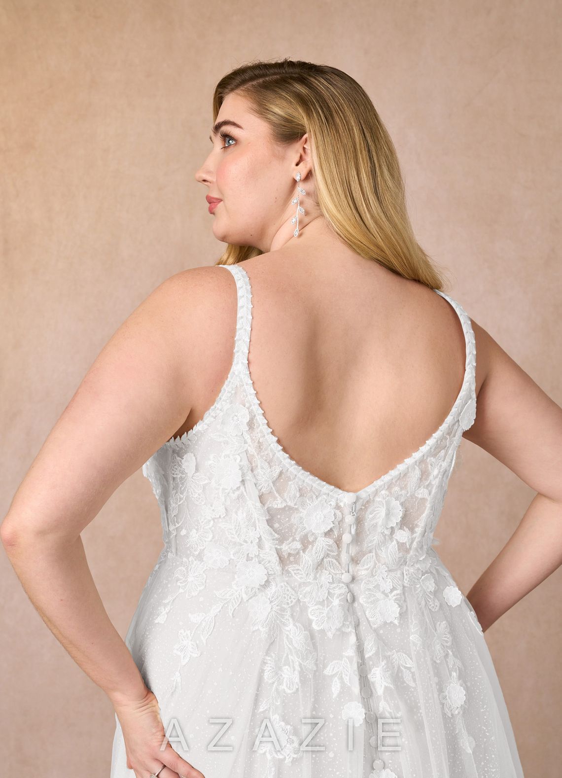 Azazie Jovana Wedding Dress Diamond White A-Line Scoop Tulle Dress diamond_white