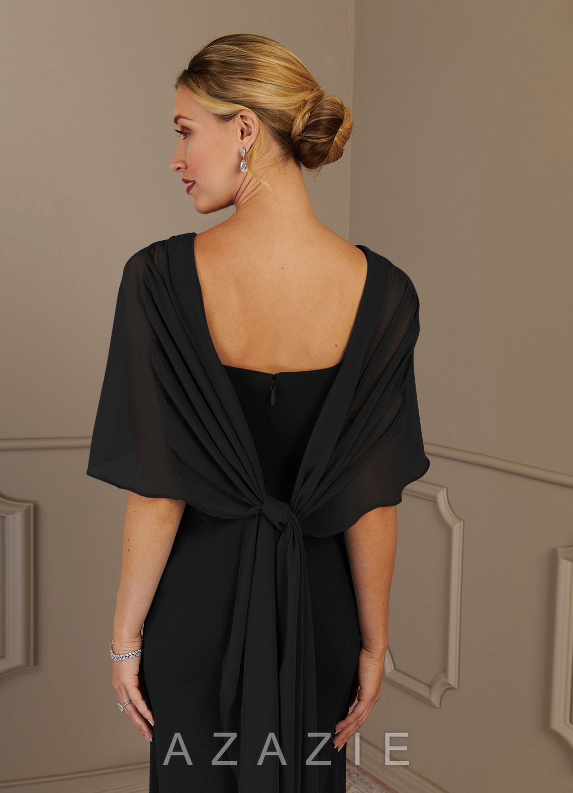 Azazie Dion Black Sheath Scoop Stretch Crepe Dress black