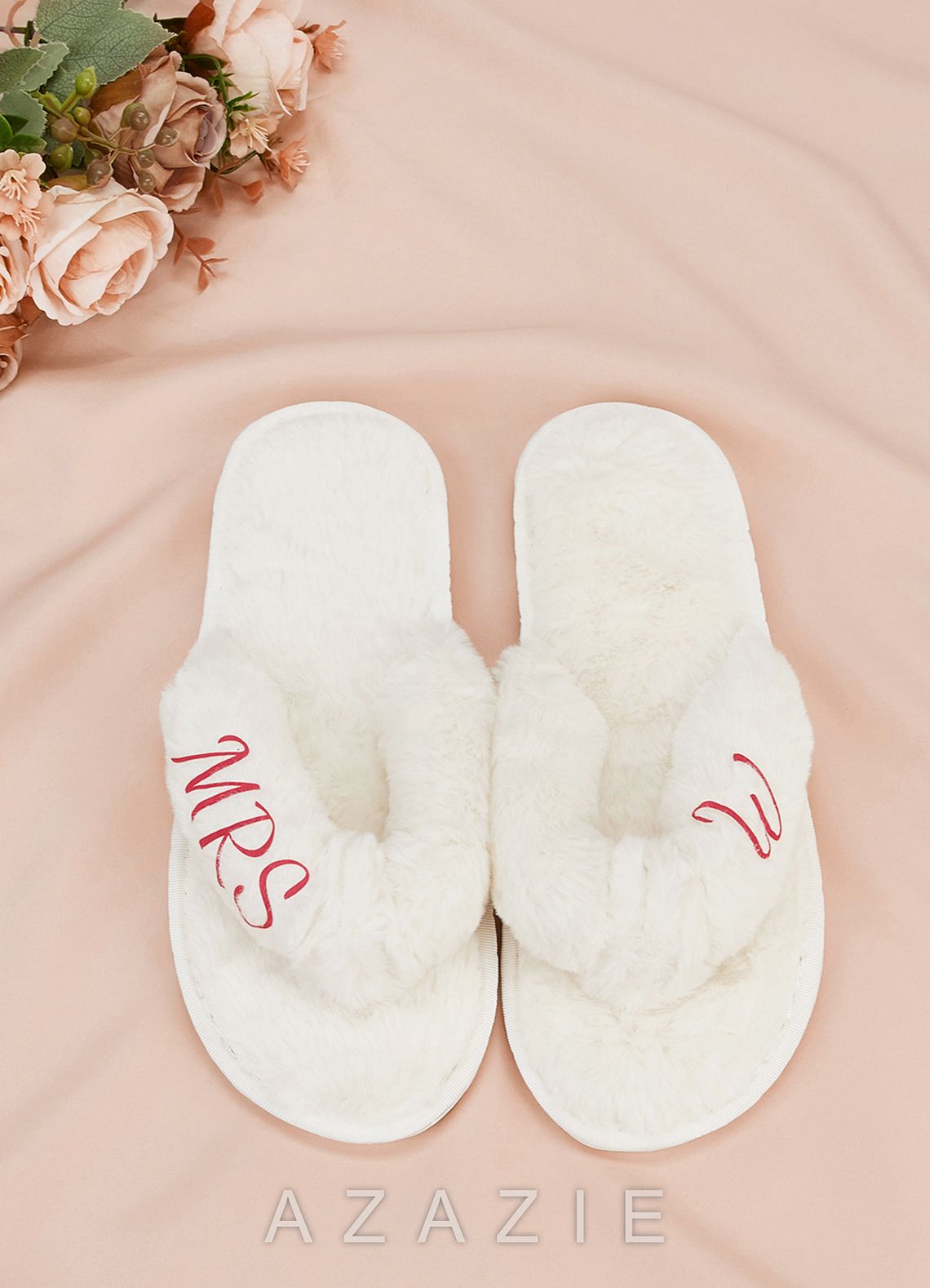 Personalized Bride Bridesmaid Fluffy Slippers
