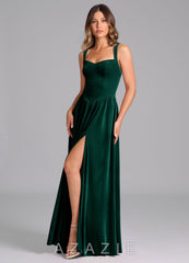 Azazie Francis Emerald A-Line Corset Velvet Dress emerald
