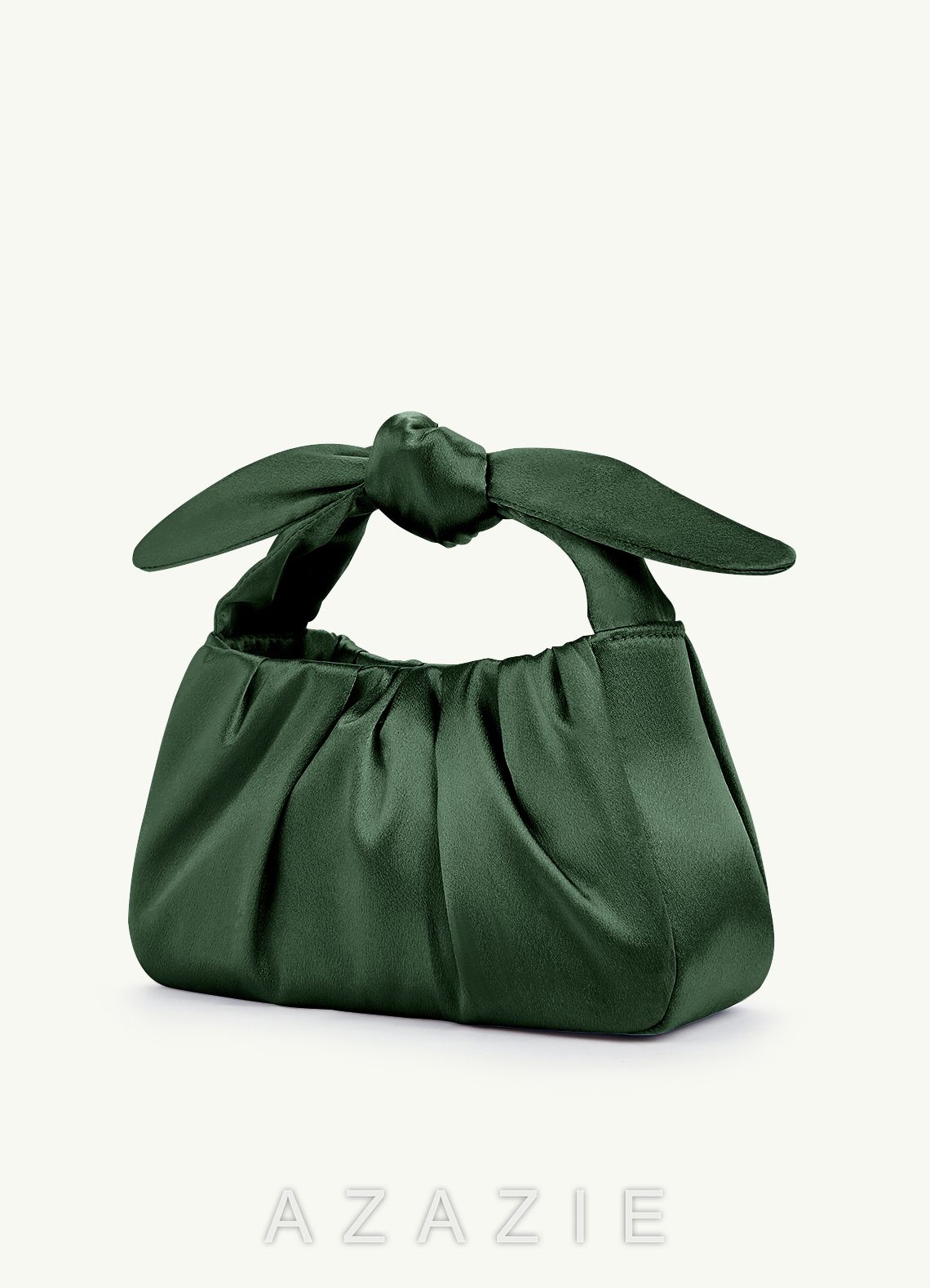 Matching Color Metallic Satin Knotted Handle Handbag