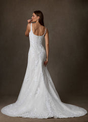 Azazie Rosalie Diamond White A-Line Lace Dress