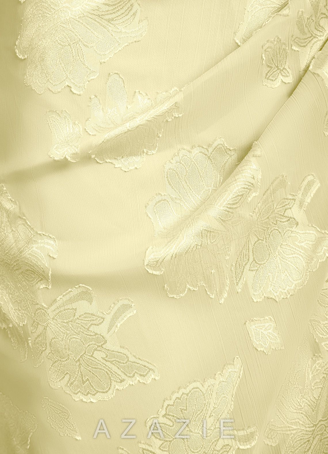 Azazie Mero Lemon Sorbet Mermaid Pleated Floral Jacquard Burnout Dress lemon_sorbet