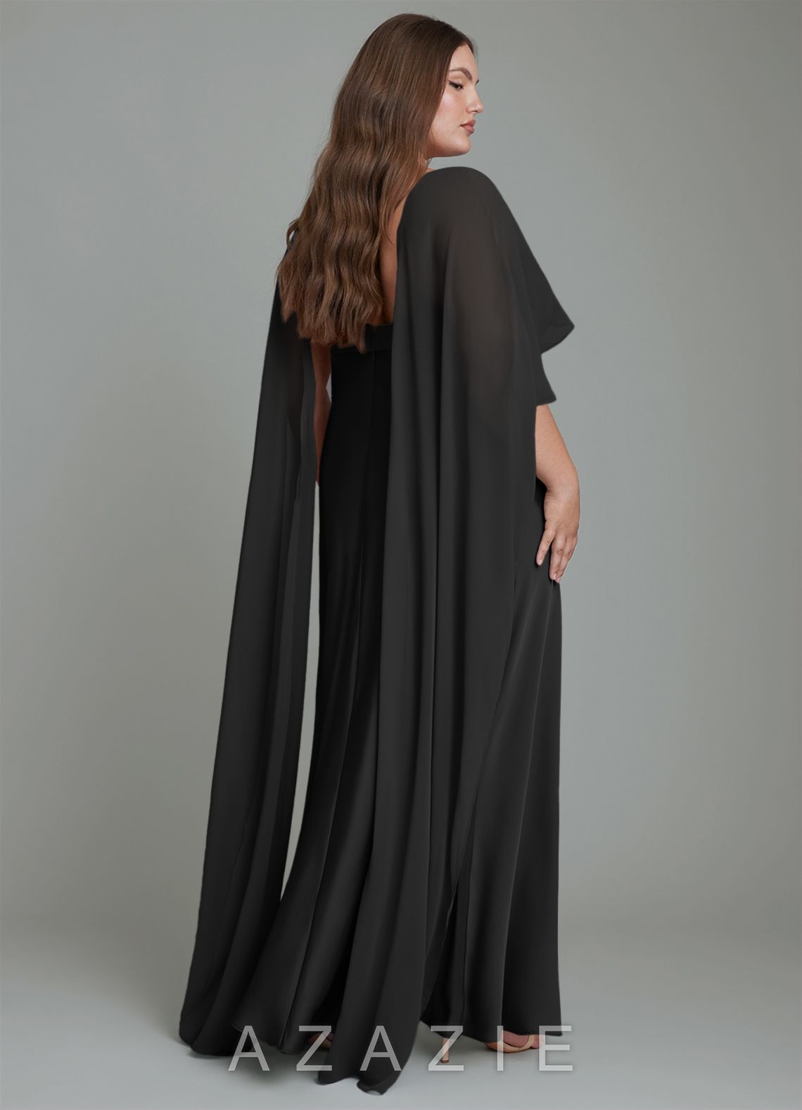 Azazie Stefania Black A-Line Stretch Satin Dress black