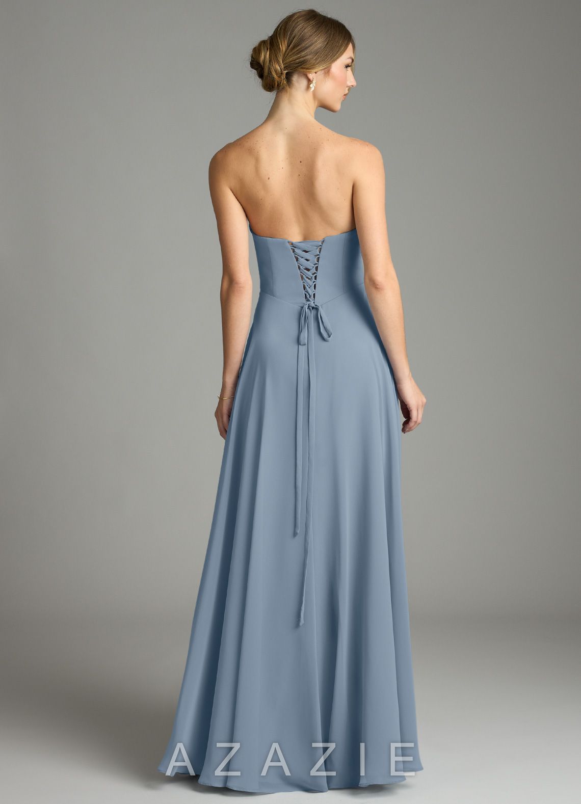 Azazie Ayla Dusty Blue A-Line Sweetheart Neckline Chiffon Dress dusty_blue