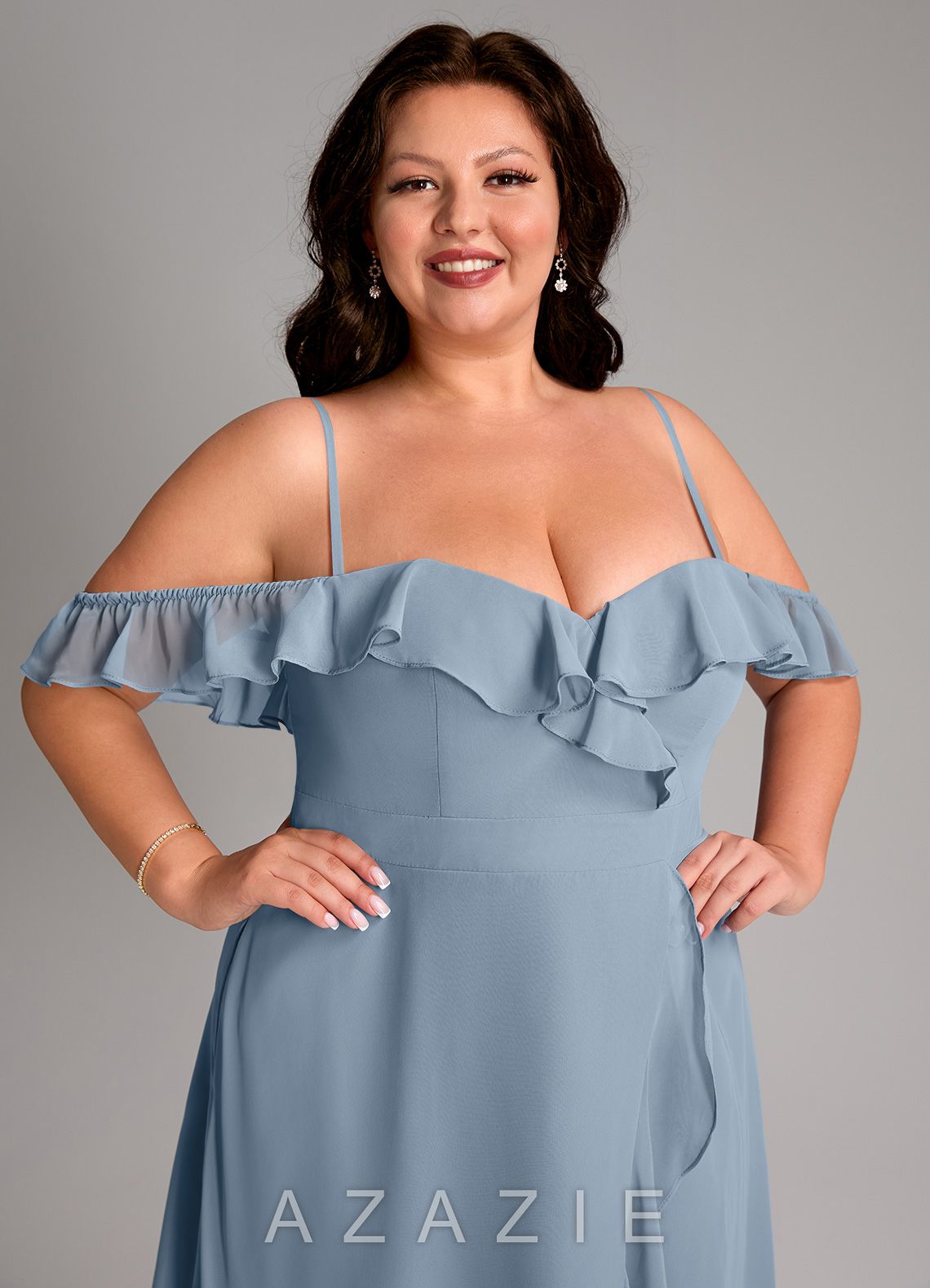 Azazie Lyra Dusty Blue A-Line Chiffon Convertible Dress dusty_blue