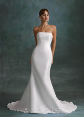Azazie Vivianna Diamond White Mermaid Strapless Mikado Dress