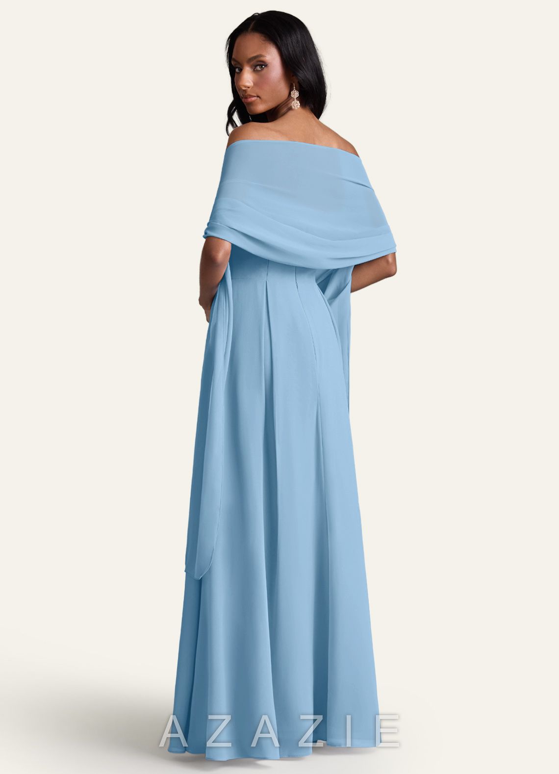 Azazie Matching Color Chiffon Shawl  steel_blue