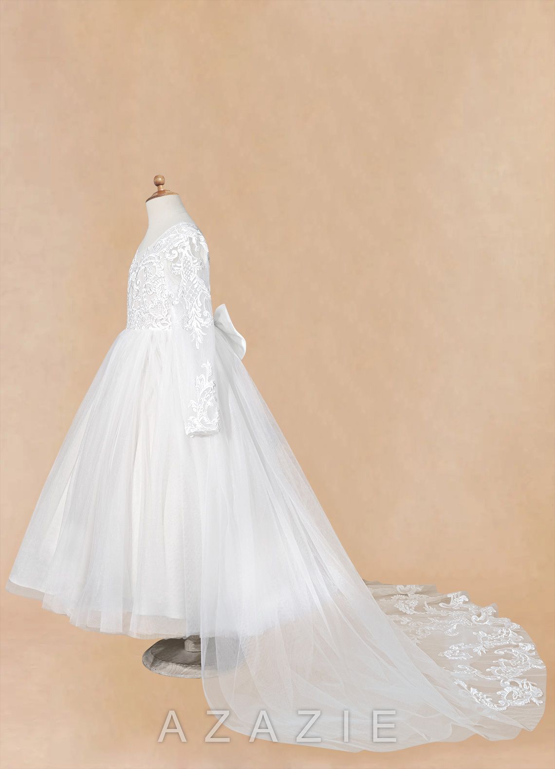 Azazie Elodie Ivory Ball-Gown Lace Dress ivory