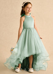 Azazie Melina Agave A-Line Pleated Tulle Dress agave