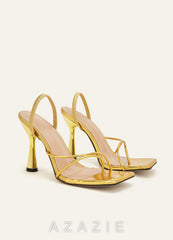 Metallic Strappy Stiletto Heels  gold