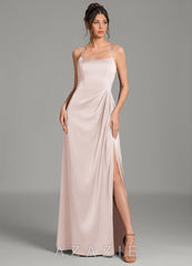 Azazie Frankie Blushing Pink A-Line Pleated Stretch Satin Dress