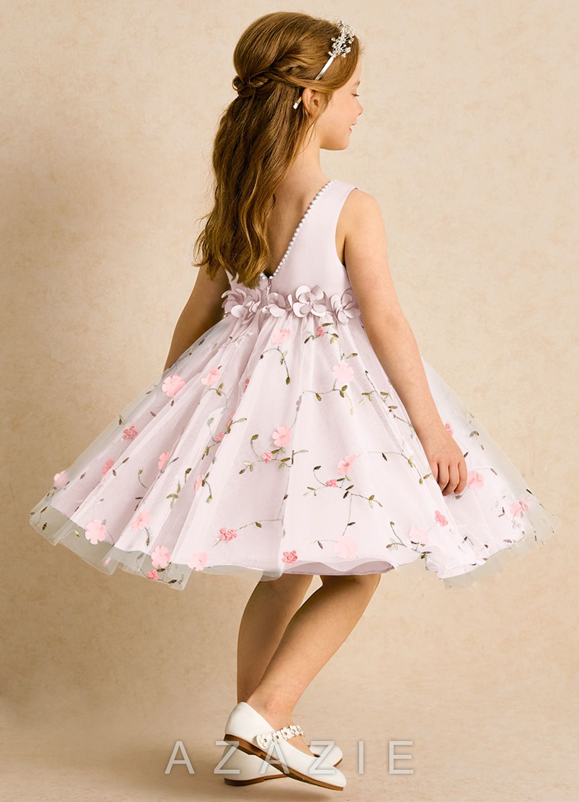 Azazie Starri Blushing Pink Ball-Gown Beaded Matte Satin Dress blushing_pink