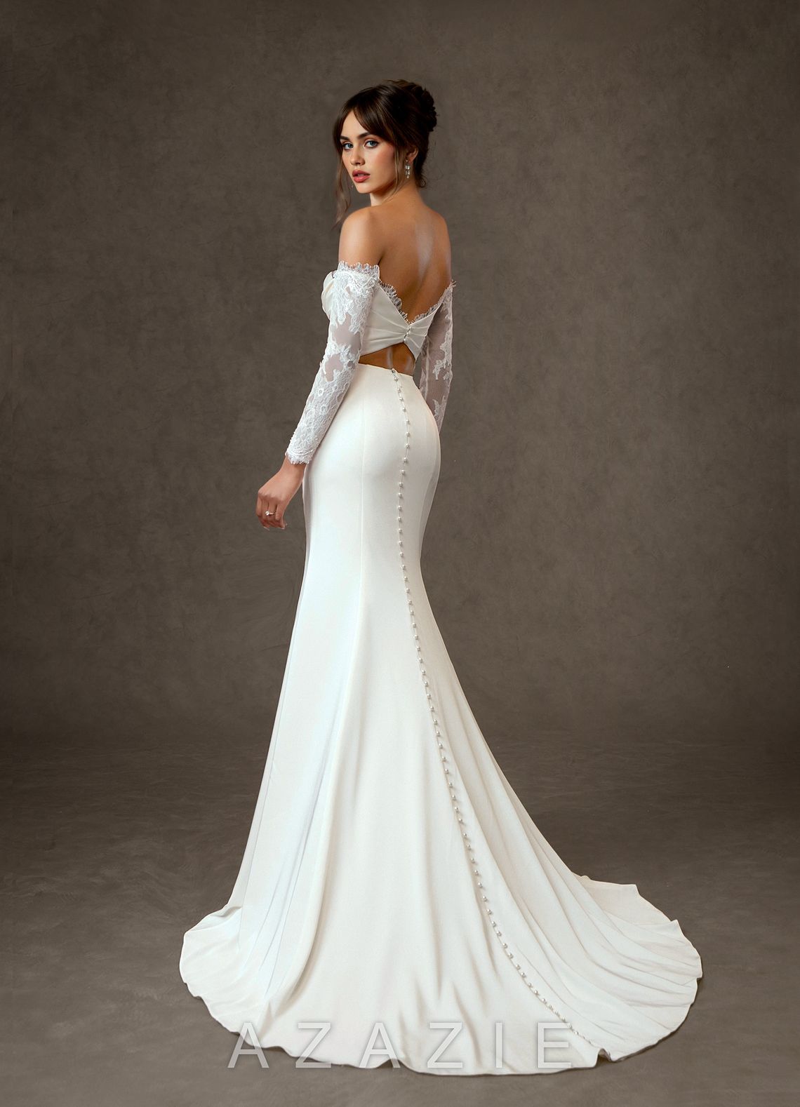 Azazie Onyx Wedding Dress Diamond White Mermaid Sequins Crepe Back Satin Dress diamond_white