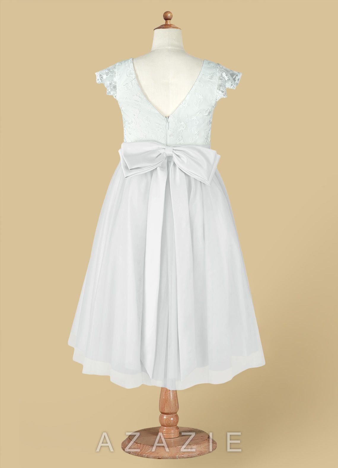 Azazie Vetty Diamond White A-Line Lace Tulle Dress diamond_white