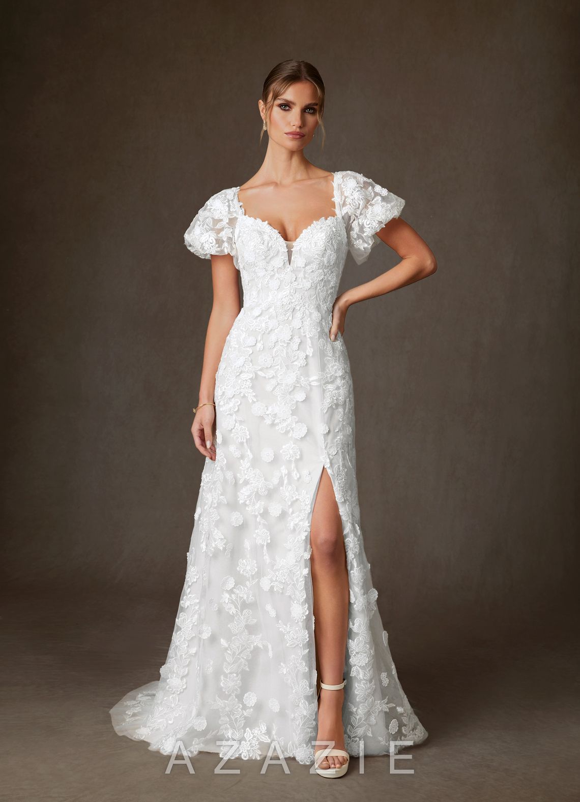 Azazie Vivienne Diamond White A-Line Sweetheart Lace Dress diamond_white