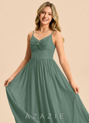 Azazie Zeya Junior Eucalyptus A-Line Chiffon Dress