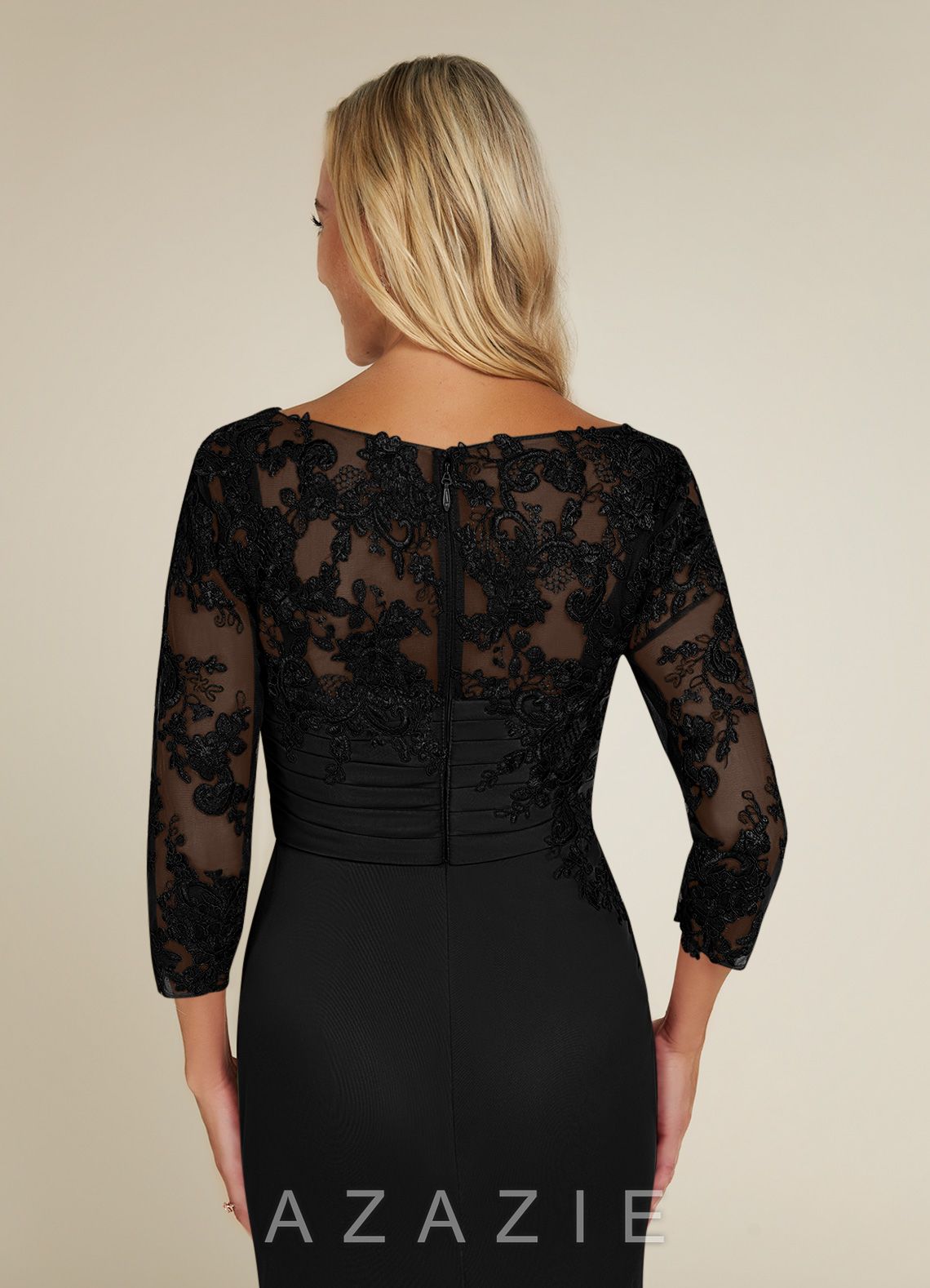 Azazie Alisondra Black Sheath Scoop Lace Lace Dress black