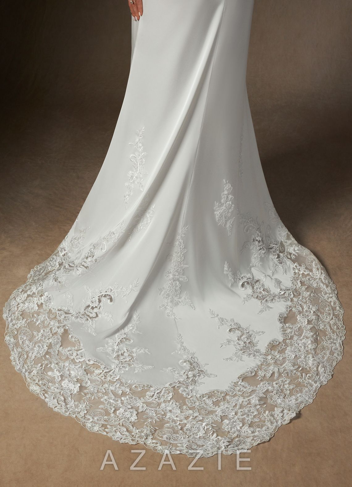 Azazie Eliora Diamond White Fit and Flare Stretch Satin Dress diamond_white