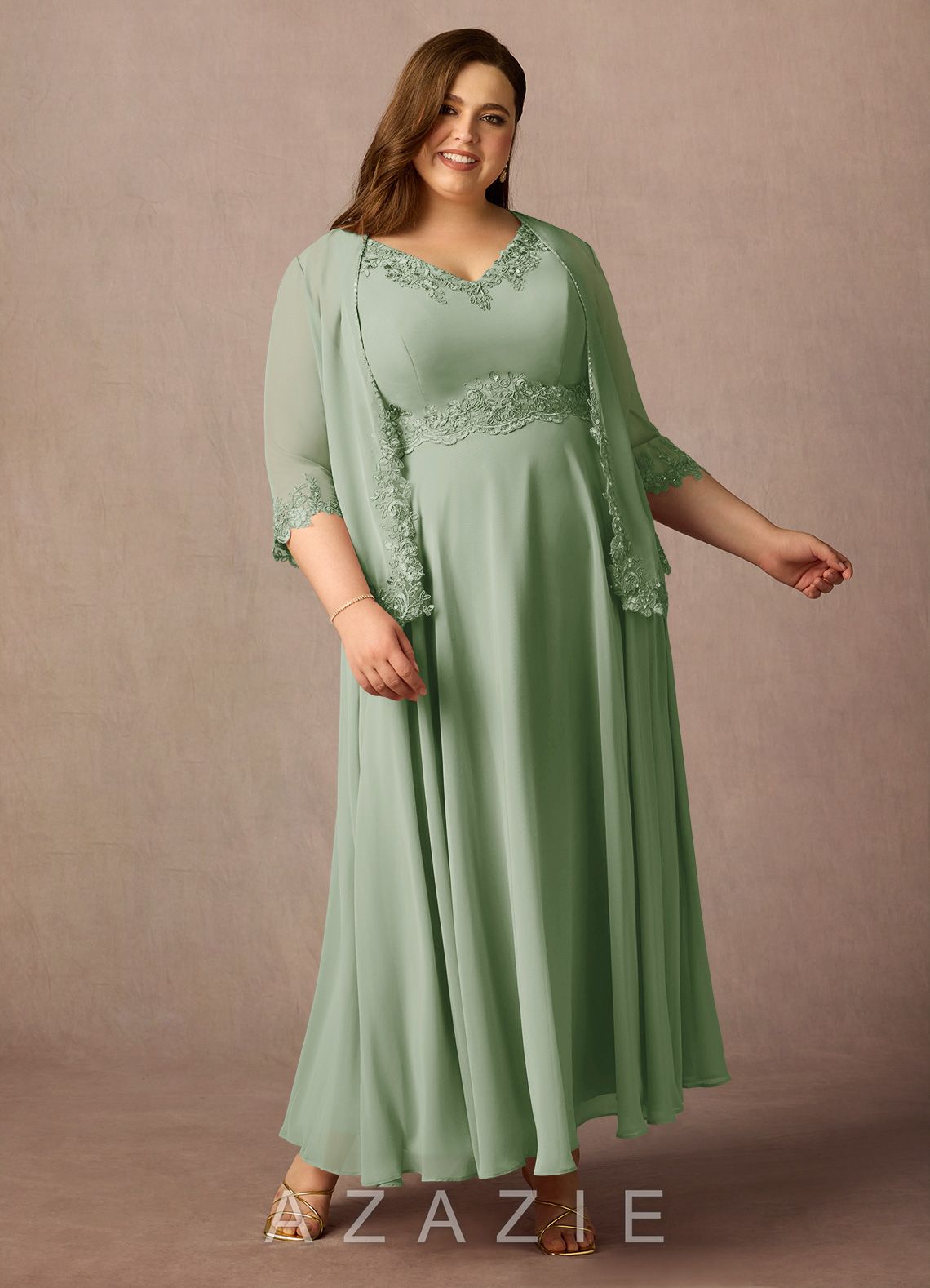 Azazie Devana Dusty Sage A-Line Sequins Chiffon Dress dusty_sage