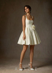 Azazie Ruby Antique White A-Line with Pockets Floral Jacquard Dress antique_white