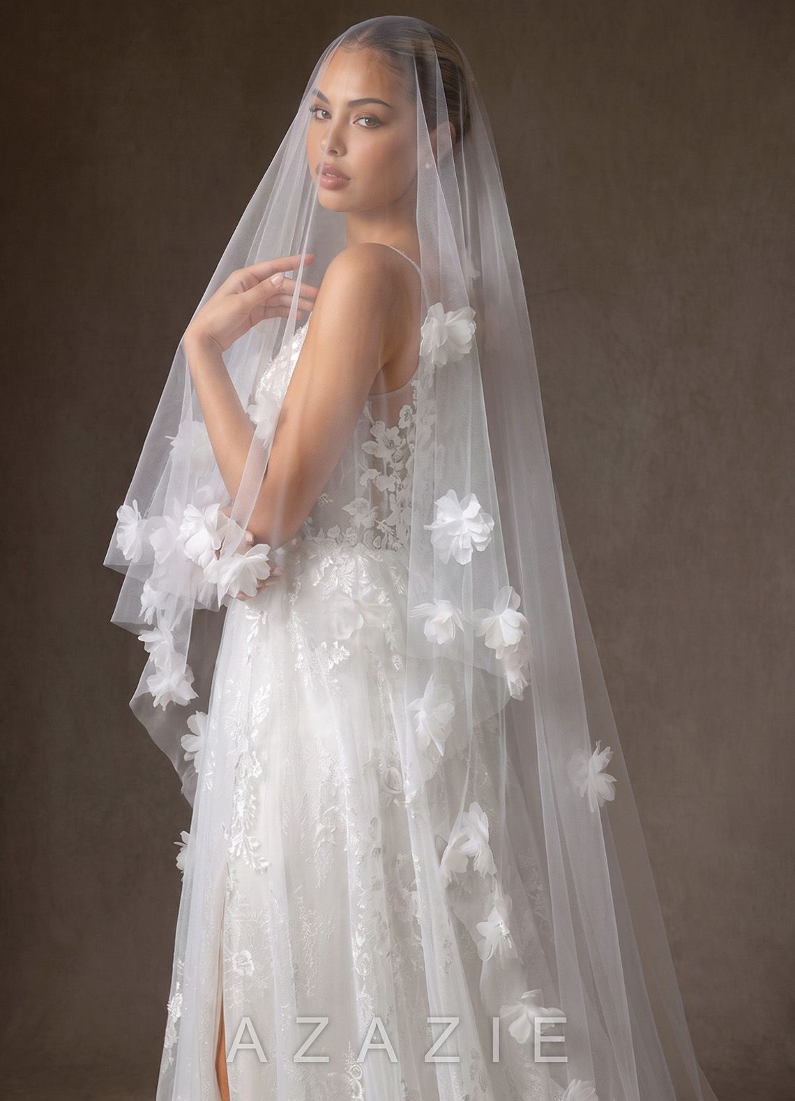 3D Flowers Cathedral Veil