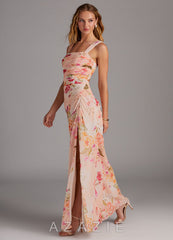 Azazie Jesaphine Abstract Bouquet Floral Sheath Bow Chiffon Dress abstract_bouquet_floral
