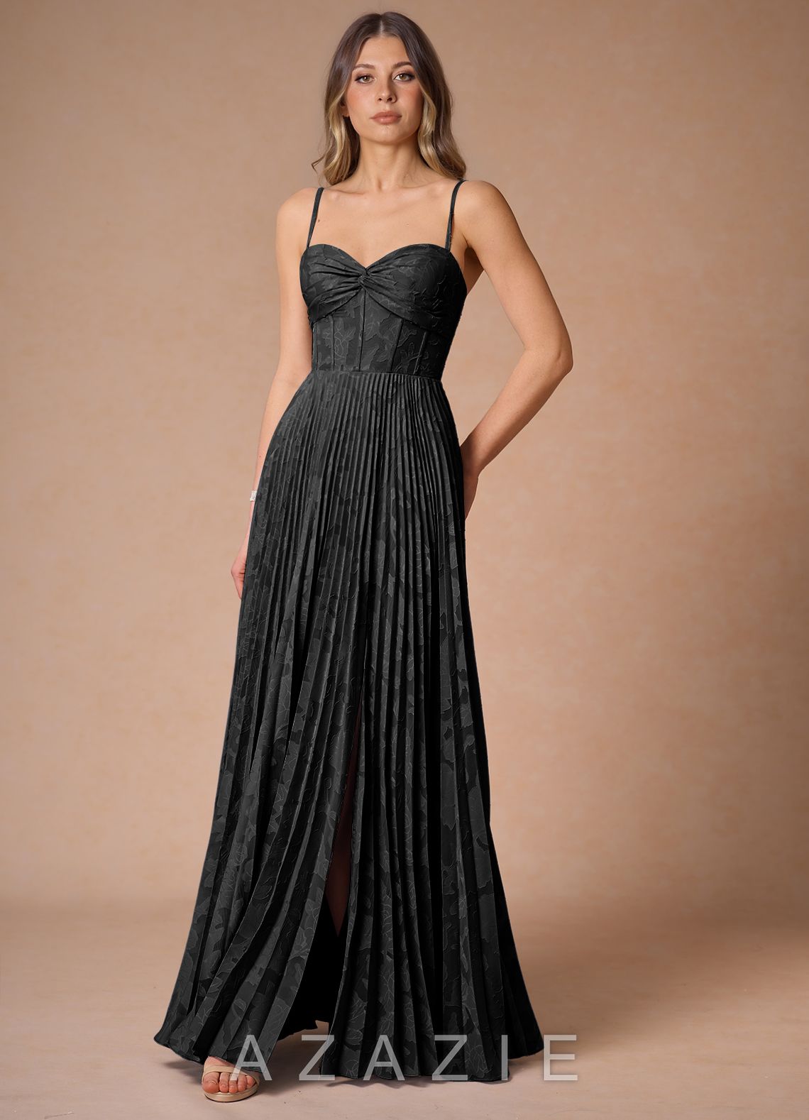 Akiko {color} Pleated Maxi Dress  black