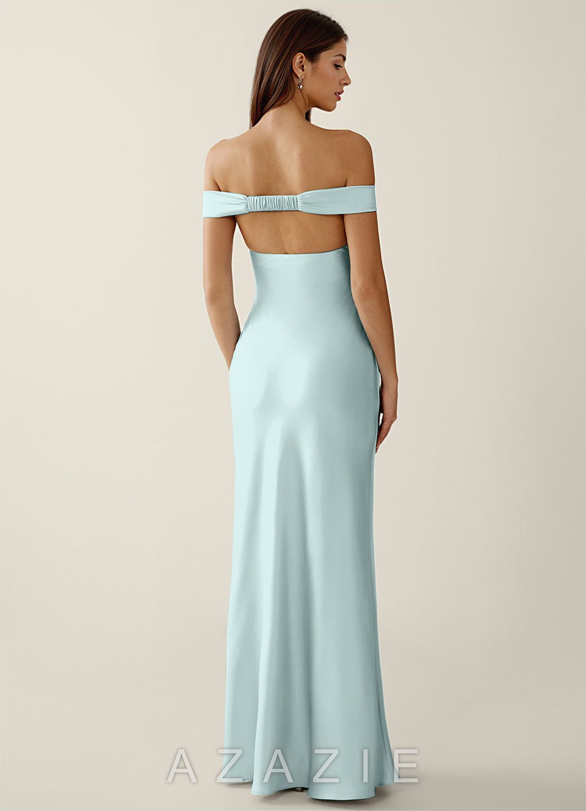 Gwendonme Mist Off-the-Shoulder Satin Crystal Linen Summer Dress  sp_mist_#111401